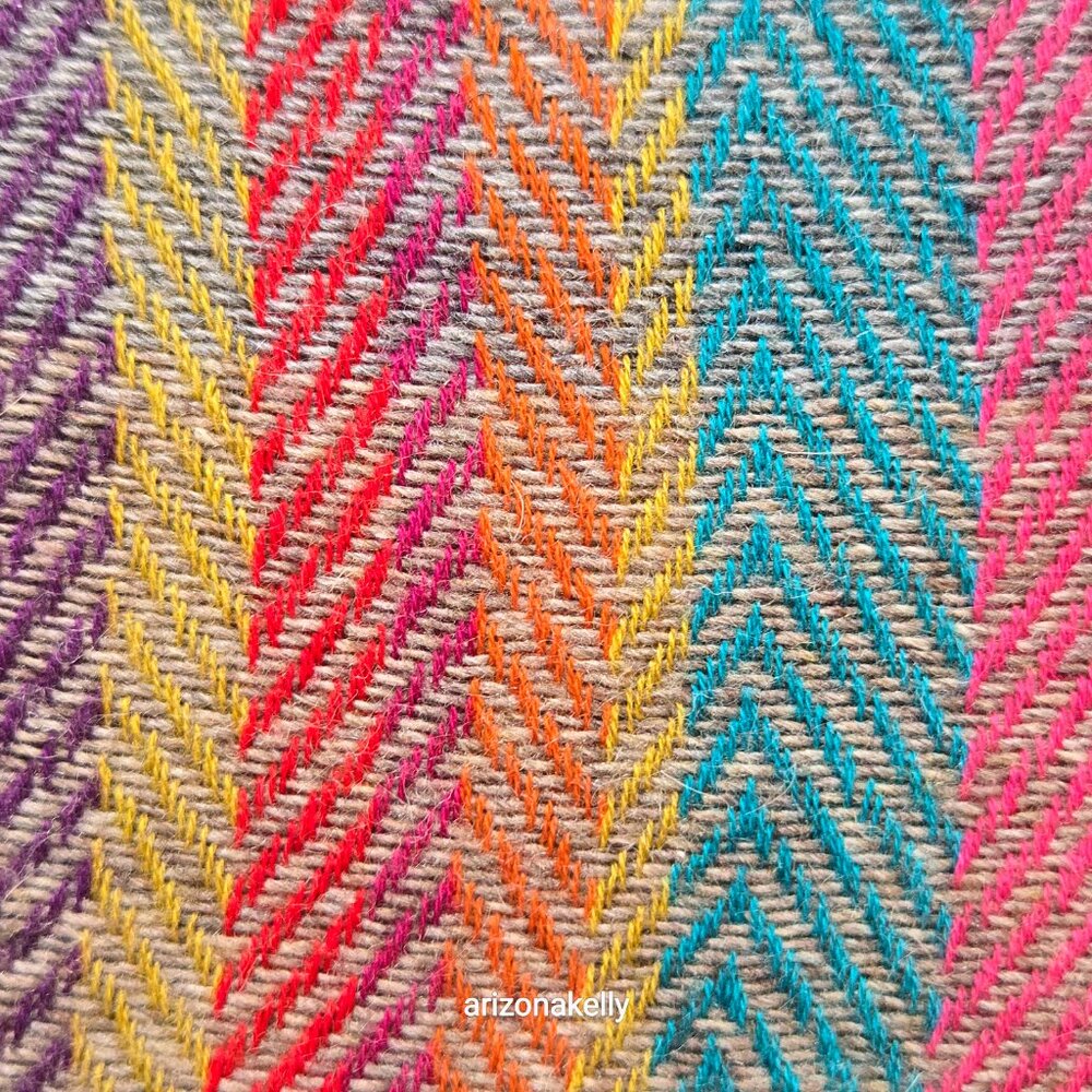 Merino Wool + Cashmere Colorful Herringbone Scarf Ahujasons - Picture 8 of 11
